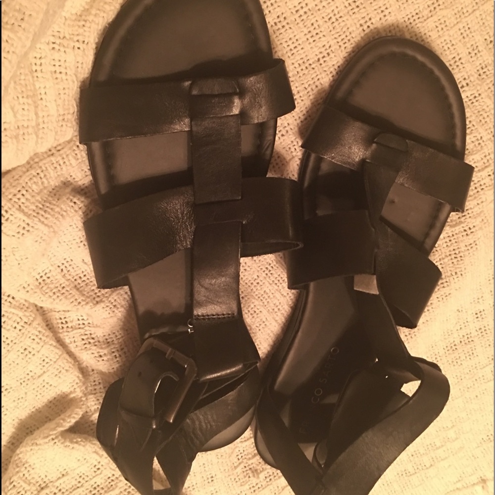 Black leather sandals